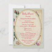 不思議の国のアリスの幻想的なコラージュ ベビーシャワー 招待状 (裏面)