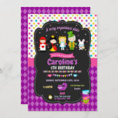 不思議の国のアリスの招待状 女の子の誕生日 招待状 (正面/裏面)