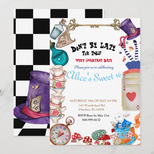 不思議の国のアリスの招待状 招待状 (正面/裏面)