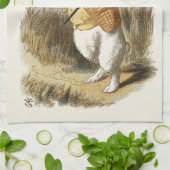 不思議の国のアリスの白うさぎヴィンテージ キッチンタオル (折り畳み)