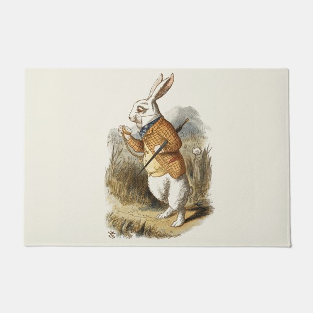 不思議の国のアリスの白うさぎヴィンテージ ドアマット (正面)