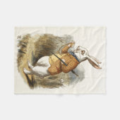 不思議の国のアリスの白うさぎヴィンテージ フリースブランケット (正面(横))