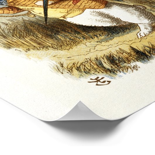 不思議の国のアリスの白うさぎヴィンテージ ポスター (角)