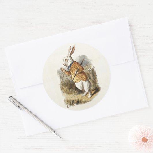 不思議の国のアリスの白うさぎヴィンテージ ラウンドシール (封筒)