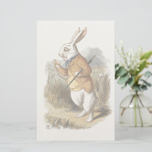 不思議の国のアリスの白うさぎヴィンテージ 便箋 (スタンド正面)