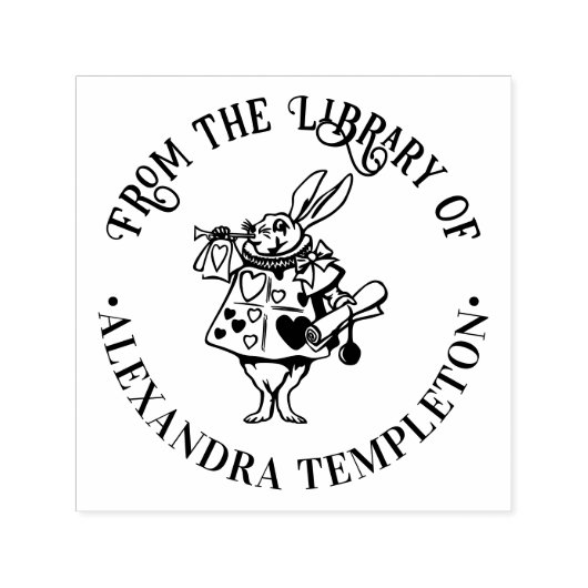 不思議の国のアリスの白うさぎ 本の名前 ライブラリー セルフインキングスタンプ (デザイン)