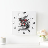 不思議の国のアリスの白ウサギの法廷トランペッター スクエア壁時計 (ホーム)