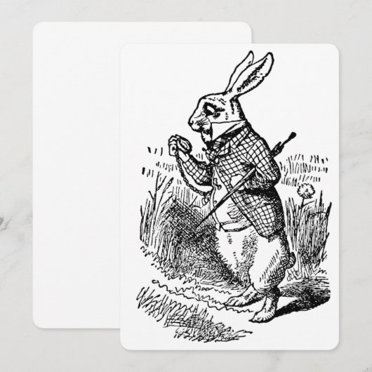 不思議の国のアリスの白ウサギ時計招待状 招待状 (正面/裏面)