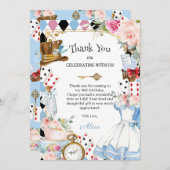 不思議の国のアリスの花の生まれた日のお茶会 サンキューカード (正面/裏面)