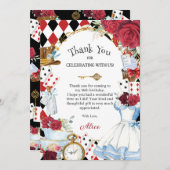 不思議の国のアリスの花嫁シャワー ティーパーティー サンキューカード (正面/裏面)