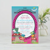 不思議の国のアリスの誕生日ティーパーティー招待状 招待状 (スタンド正面)