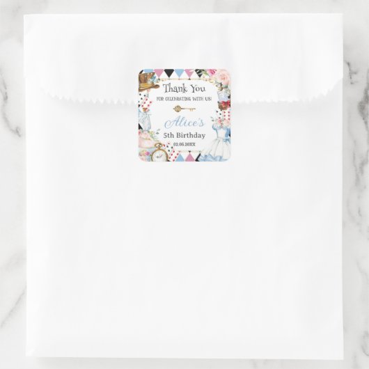 不思議の国のアリスの誕生日ティーパーティー スクエアシール (バッグ)