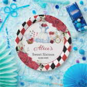 不思議の国のアリスの誕生日ティーパーティー 赤い花 ペーパープレート (パーティー)