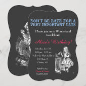 不思議の国のアリスの誕生日パーティー オーダーメイド ビンテージ 招待状 (正面/裏面)