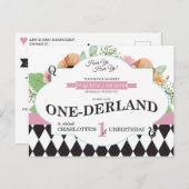 不思議の国のアリスの誕生日ポストカード招待状 ポストカード (正面/裏面)