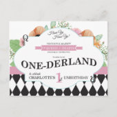 不思議の国のアリスの誕生日ポストカード招待状 ポストカード (正面)