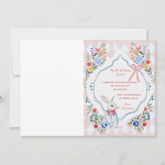 不思議の国のアリスの誕生日写真 サンキューカード (正面)