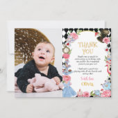 不思議の国のアリスの誕生日感謝カード サンキューカード (正面)