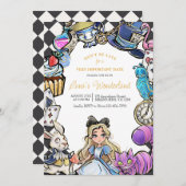 不思議の国のアリスの誕生日招待状 招待状 (正面/裏面)