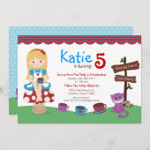 不思議の国のアリスの誕生日招待状 招待状 (正面/裏面)