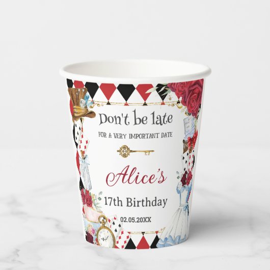 不思議の国のアリスの誕生日紅茶パーティー 紙コップ (裏面)