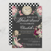 不思議の国のアリスの誕生日 招待状 (正面/裏面)