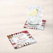 不思議の国のアリスの赤い花の誕生日ティーパーティー スクエアペーパーコースター (インサイチュ)