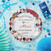 不思議の国のアリスの赤い花の誕生日ティーパーティー ペーパープレート (パーティー)