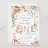 不思議の国のアリスの1歳誕生日招待状 招待状 (正面)