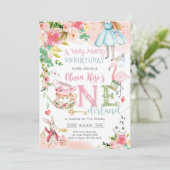 不思議の国のアリスの1歳誕生日招待状 招待状 (スタンド正面)