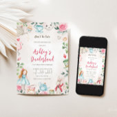 不思議の国のアリスの1歳誕生日招待状 招待状