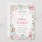 不思議の国のアリスの1歳誕生日招待状 招待状 (正面)