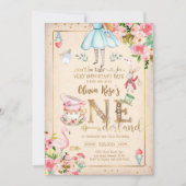 不思議の国のアリスの1歳誕生日招待状 招待状 (正面)