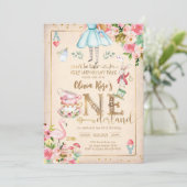 不思議の国のアリスの1歳誕生日招待状 招待状 (スタンド正面)