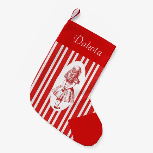 不思議の国のアリスはクリスマスのストッキングを個人化します スモールクリスマスストッキング (正面 (吊り時))