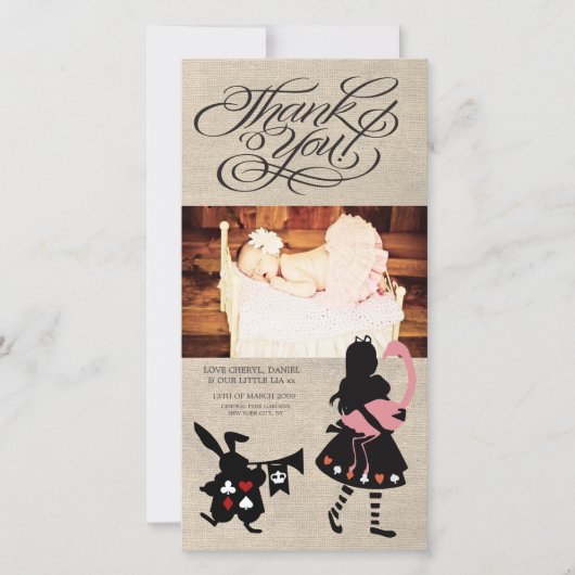不思議の国のアリスはベビーの写真カード感謝していしています サンキューカード (正面)