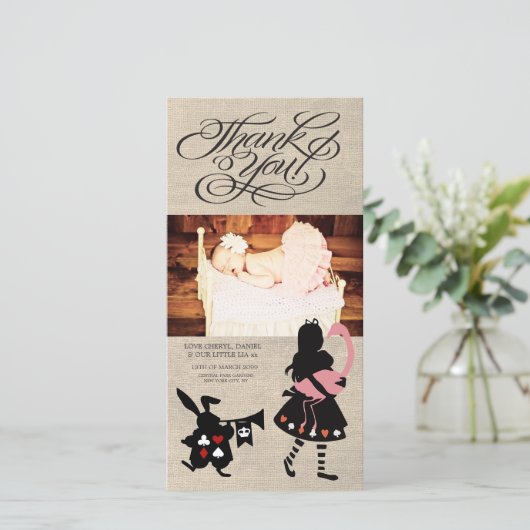 不思議の国のアリスはベビーの写真カード感謝していしています サンキューカード (スタンド正面)