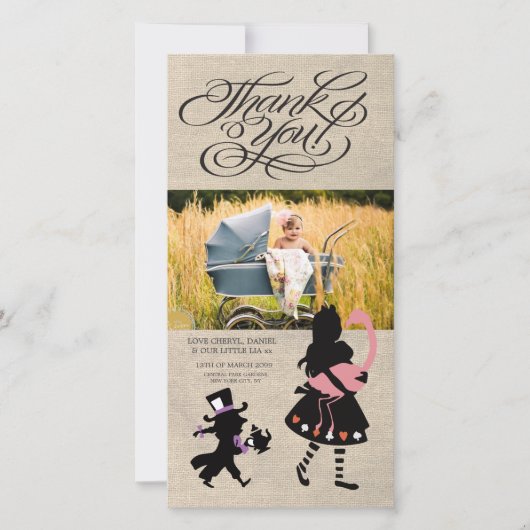 不思議の国のアリスはベビーの写真カード感謝していしています サンキューカード (正面)