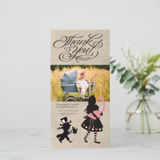 不思議の国のアリスはベビーの写真カード感謝していしています サンキューカード (スタンド正面)