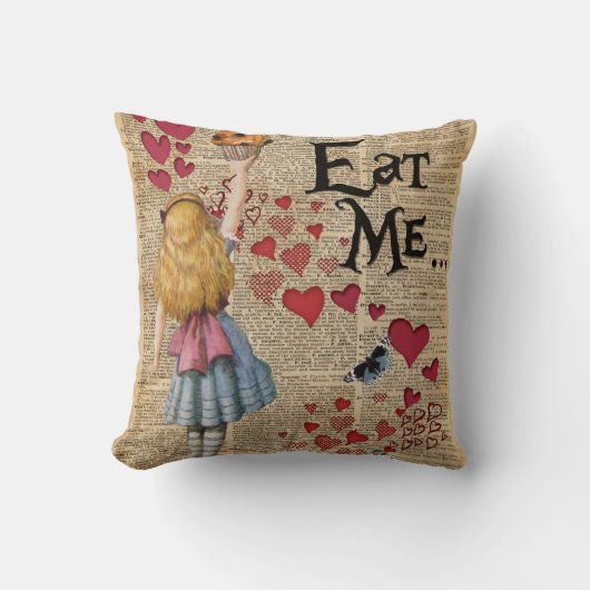 不思議の国のアリスは私をマフィン食べます クッション (正面)