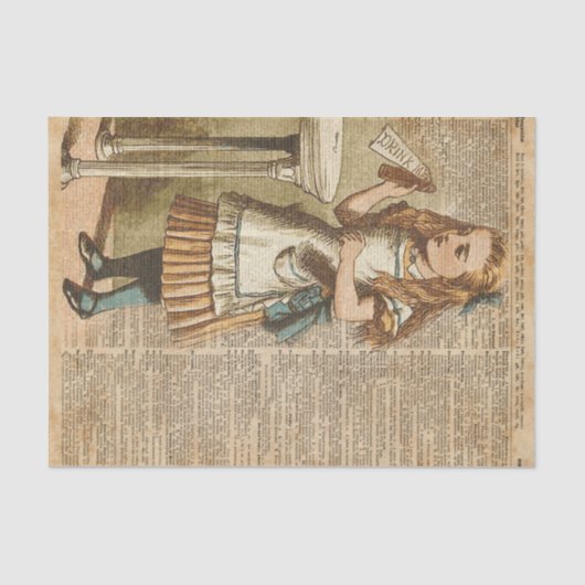 不思議の国のアリスは私をヴィンテージの本のページの芸術飲みます 薄葉紙 (正面)