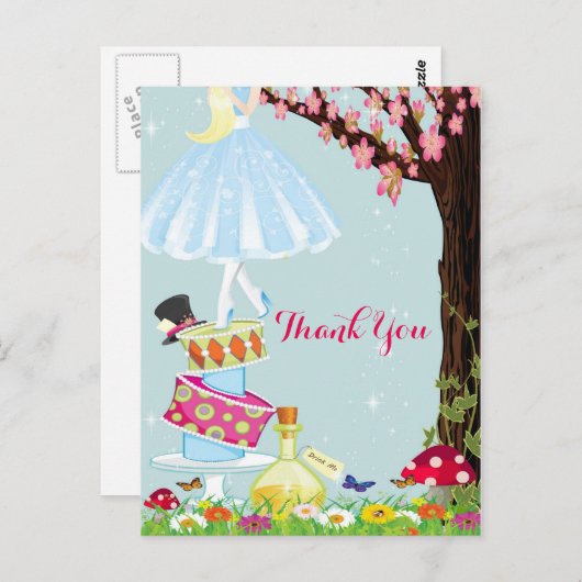 不思議の国のアリスは郵便はがき感謝していしています ポストカード (正面/裏面)