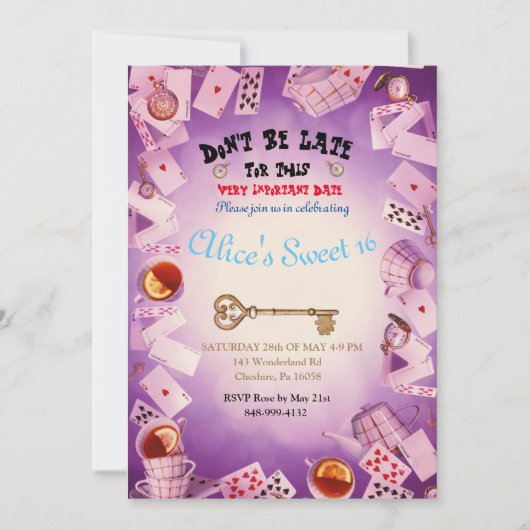 不思議の国のアリスは、招待した日付を保存する セーブザデート (正面)