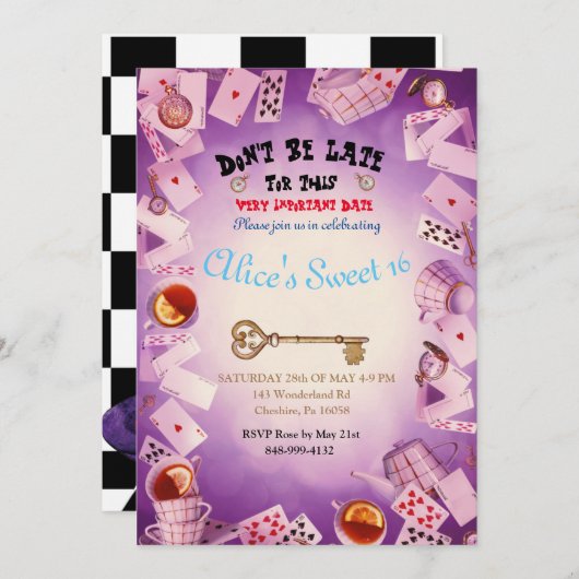 不思議の国のアリスは、招待した日付を保存する セーブザデート (正面/裏面)