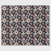 不思議の国のアリスコラージュのクリスマスギフト ラッピングペーパー (フラット)