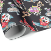 不思議の国のアリスコラージュのクリスマスギフト ラッピングペーパー (ロールコーナー)