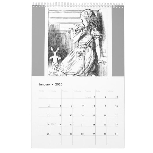 不思議の国のアリスヴィンテージ カレンダー (1月 2026)