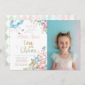 不思議の国のアリス三歳の誕生日のお茶 招待状 (正面/裏面)