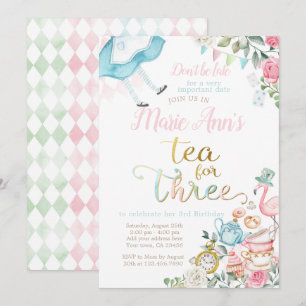 不思議の国のアリス三歳の誕生日のお茶 招待状