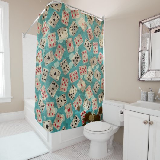 不思議の国のアリス動揺してなパターン シャワーカーテン (インサイチュ)